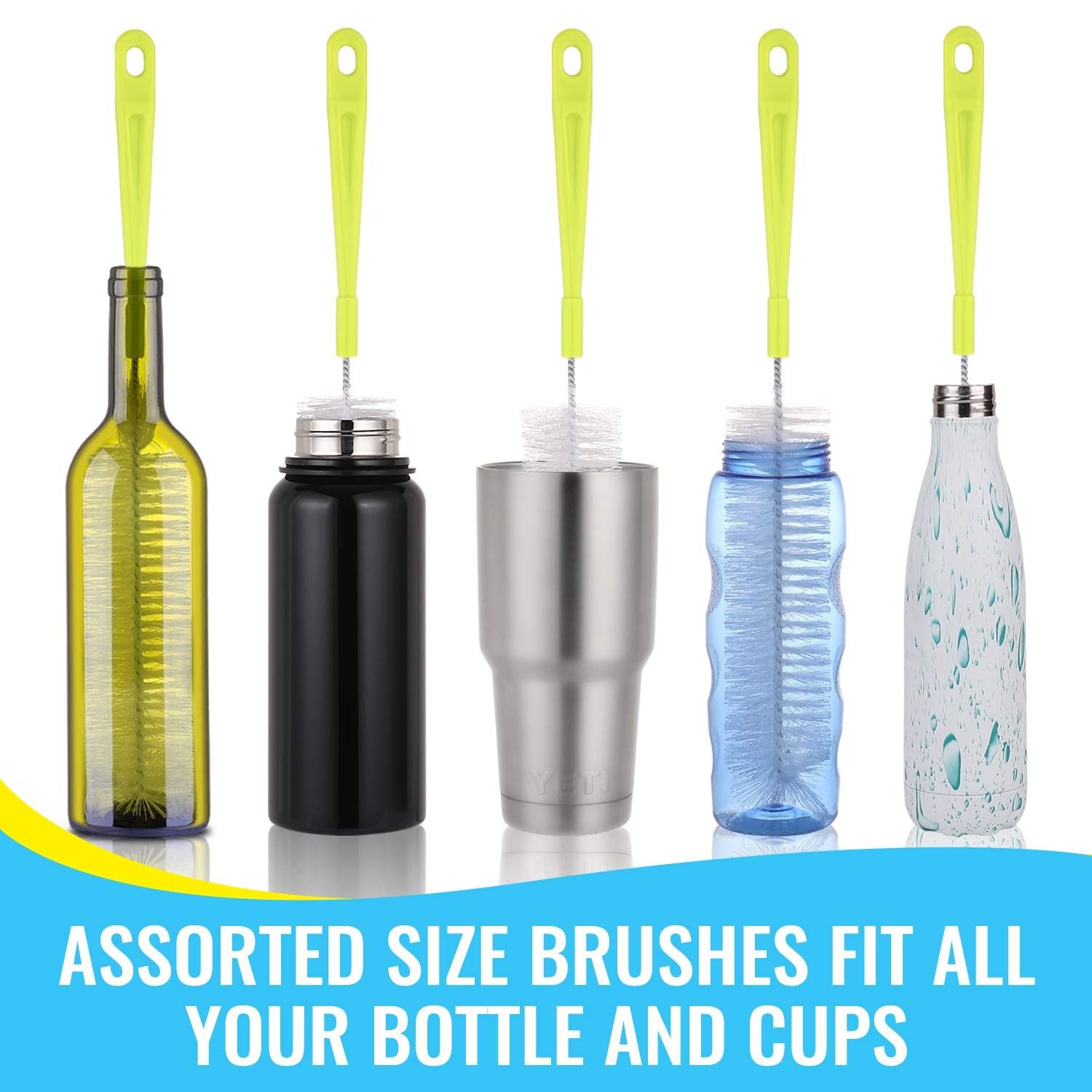 Bottle Cleaning Brush Set Long Handle Bottle Cleaner for Washing Narrow Neck