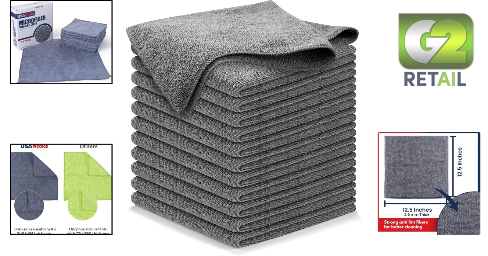 Ultra-Absorbent Microfiber Towels – 12 Pcs, 1200 Washes for Pristine Cleaning