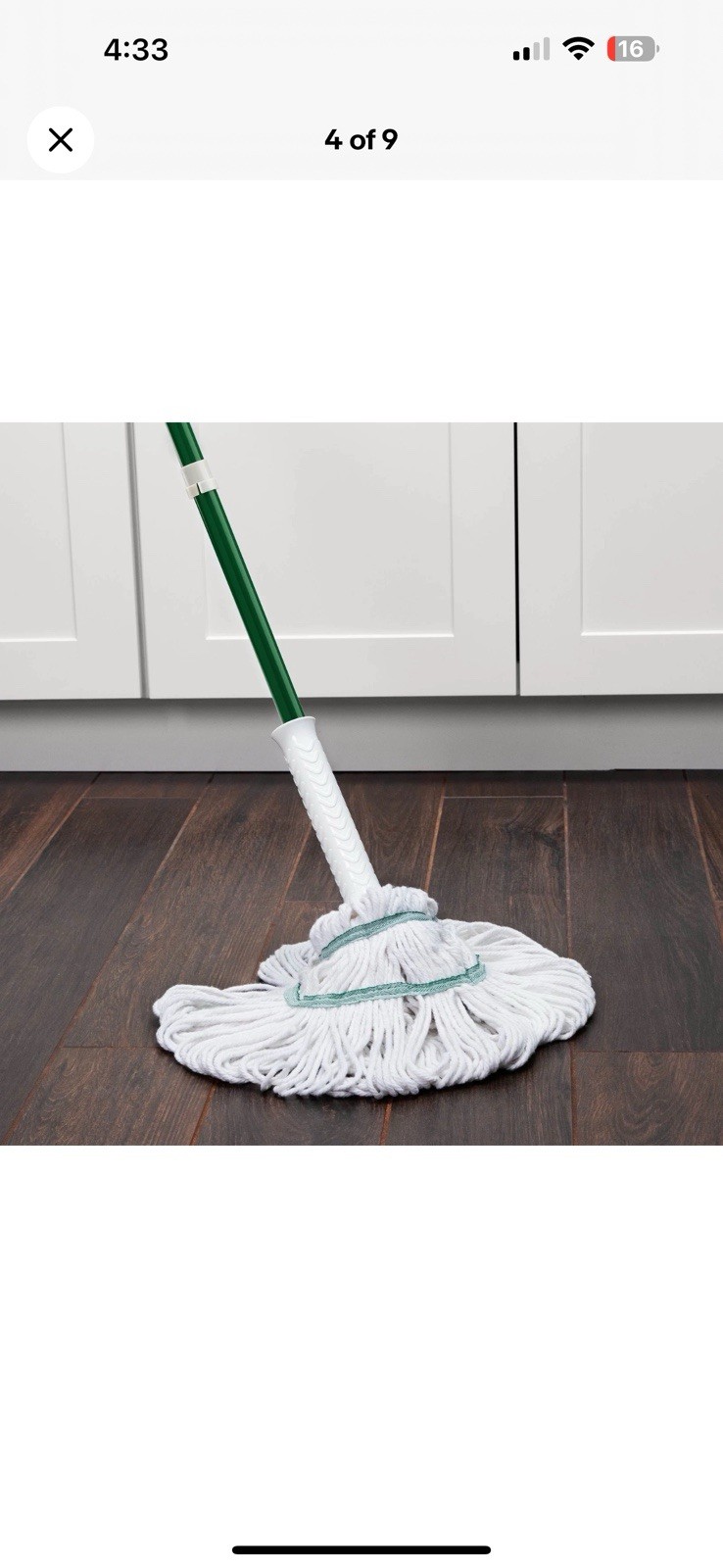 Libman Tornado Mop Refill White Cotton Blend Attachment Style Snap-On