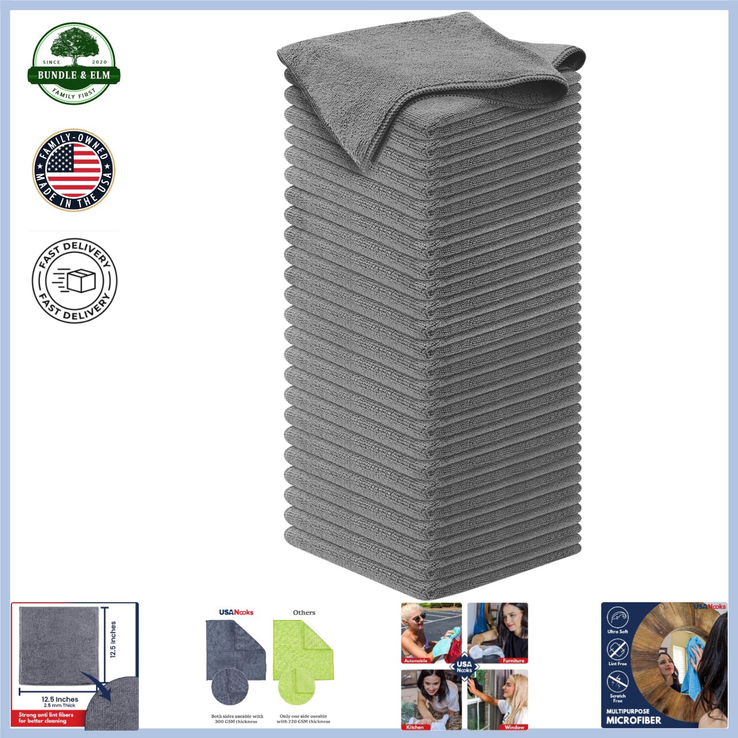 Ultra-Absorbent Microfiber Cloths, 50 Count, Perfect for All Cleaning Tasks