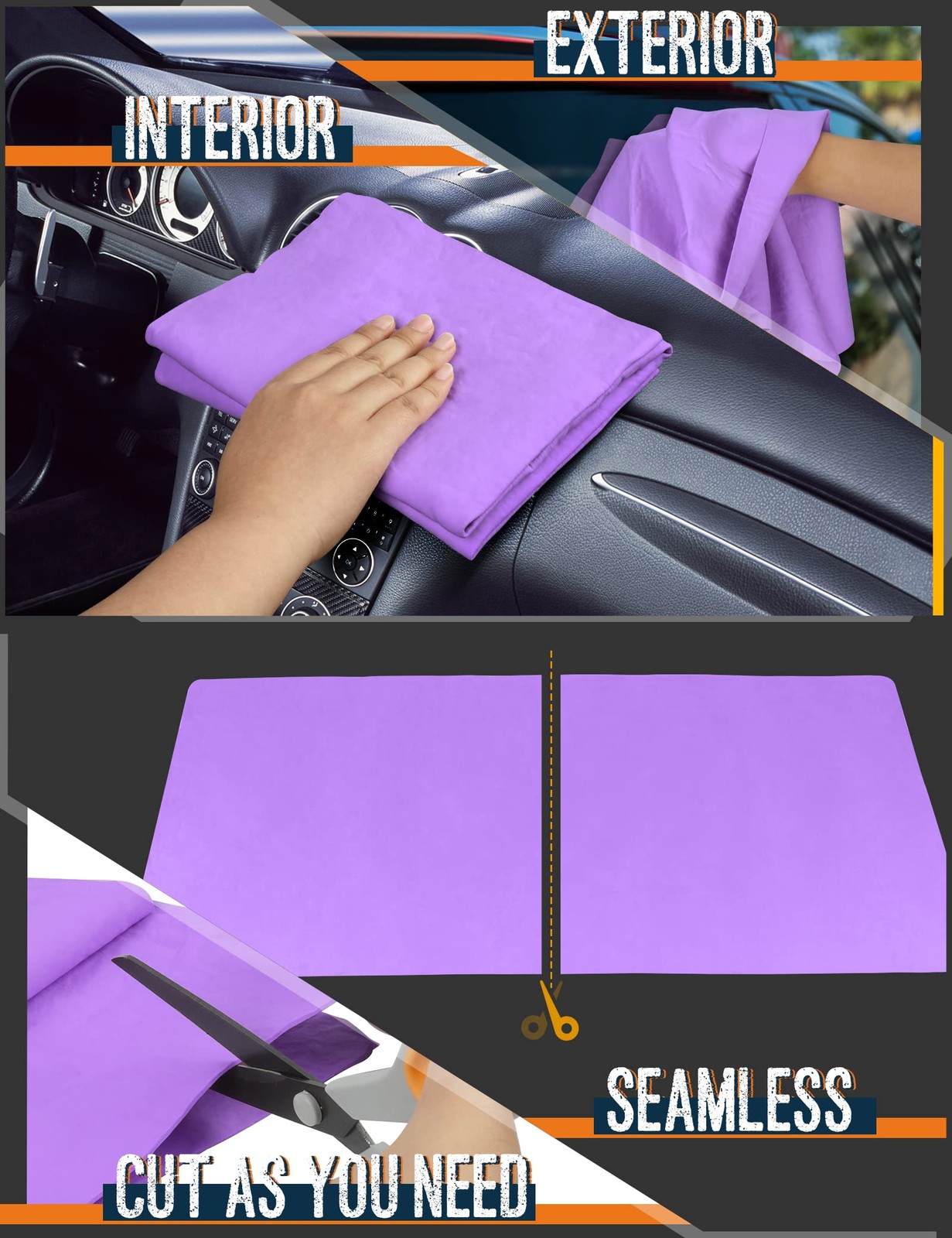 Premium Car Drying Towel, Super Absorbent 26″x17″ Large (26”x17”), Purple