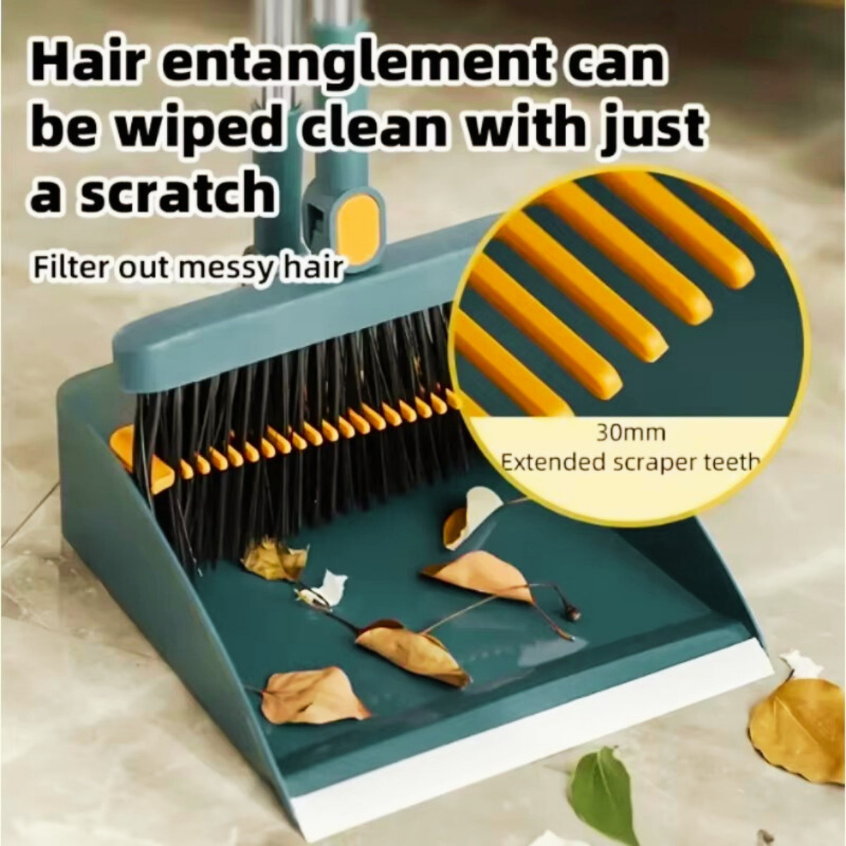 Broom Folding Dustpan Set Combination Household Broom Wiper Blade Hair Sweeping