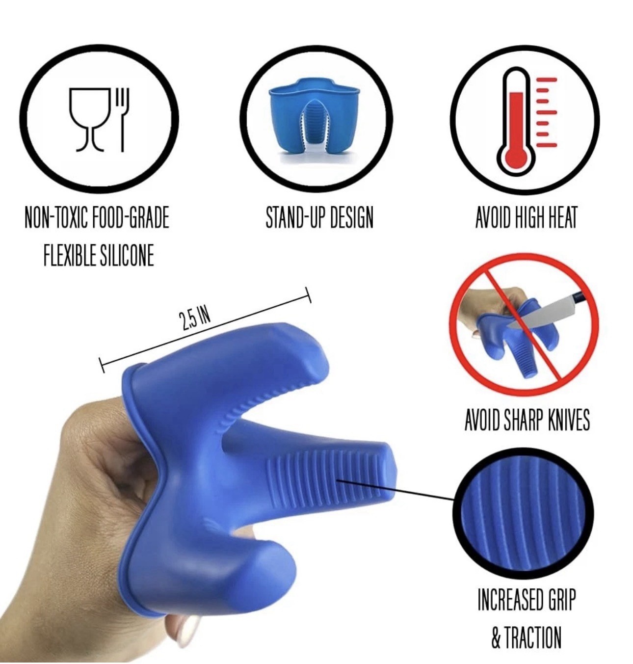 Silicone Finger Grip Cleaning Gloves Food Service One Size Green Orange Blue