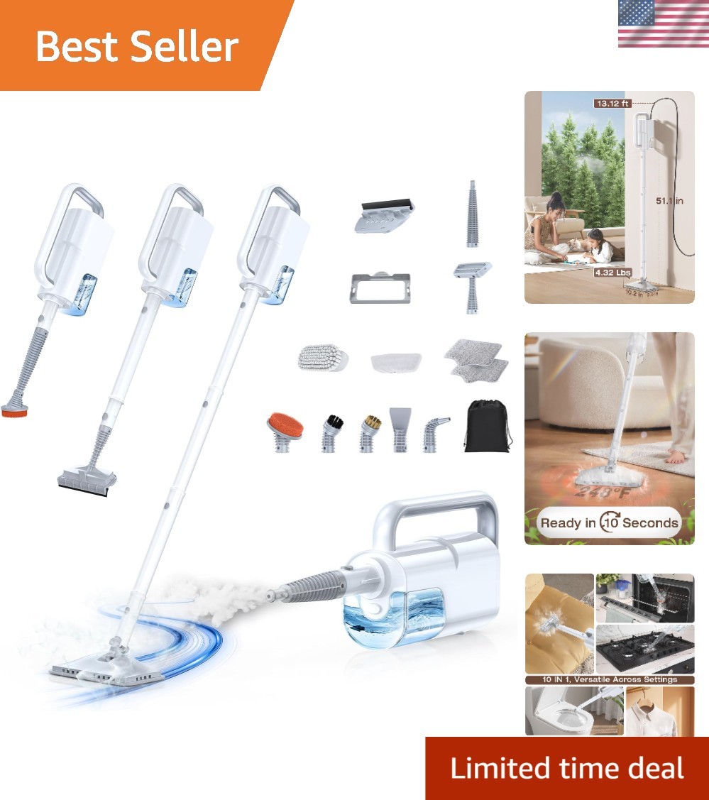 Ultimate 10-in-1 Steam Mop – 248°F Steam, 2 Levels, Quick Heat-Up, Multi-Surface