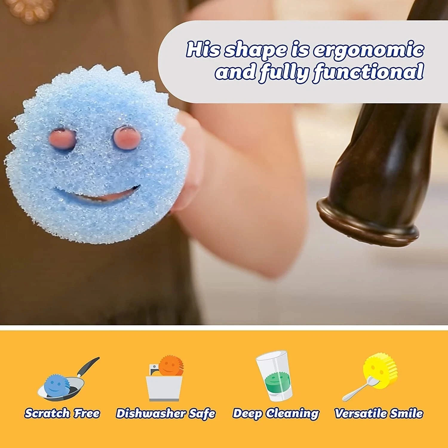 Original 8 -Pack-Scrub Daddy & Scrub Mommy – Kitchen Sponges – Dish Scratch Free