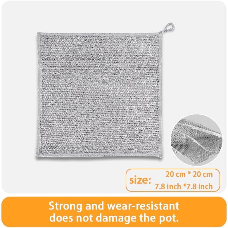 Upgraded 3-Layer Silver Thread Dish Cloths, Metal Mesh & Microfiber Kitchen