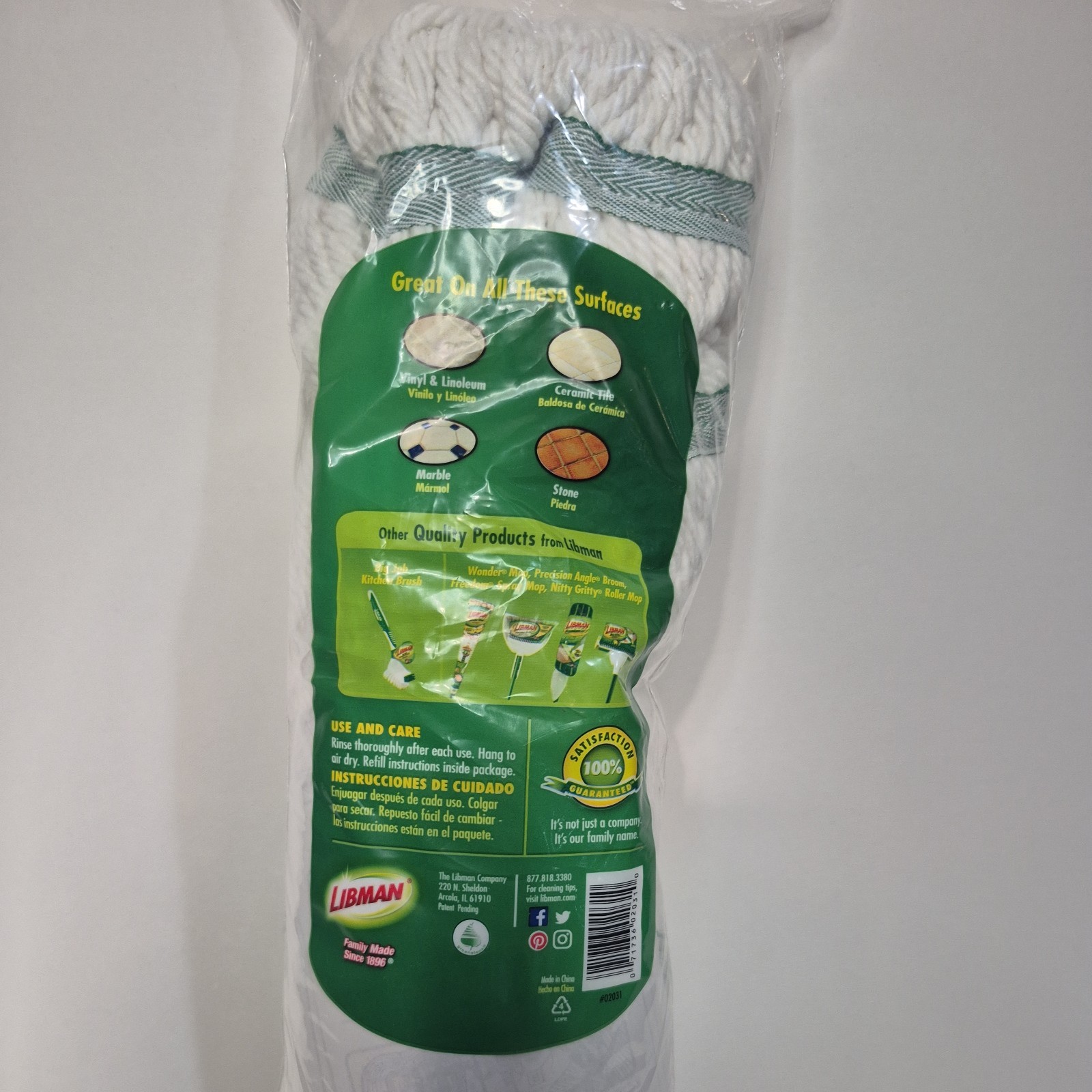 Libman Tornado Mop Refill White Cotton Blend Snap On.