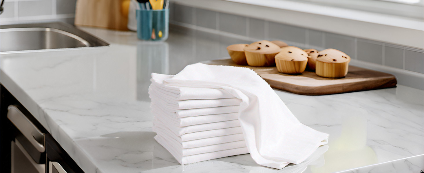 White Kitchen Towels, 10 Pack, 100% Cotton – 20 x 30, Soft and Functional