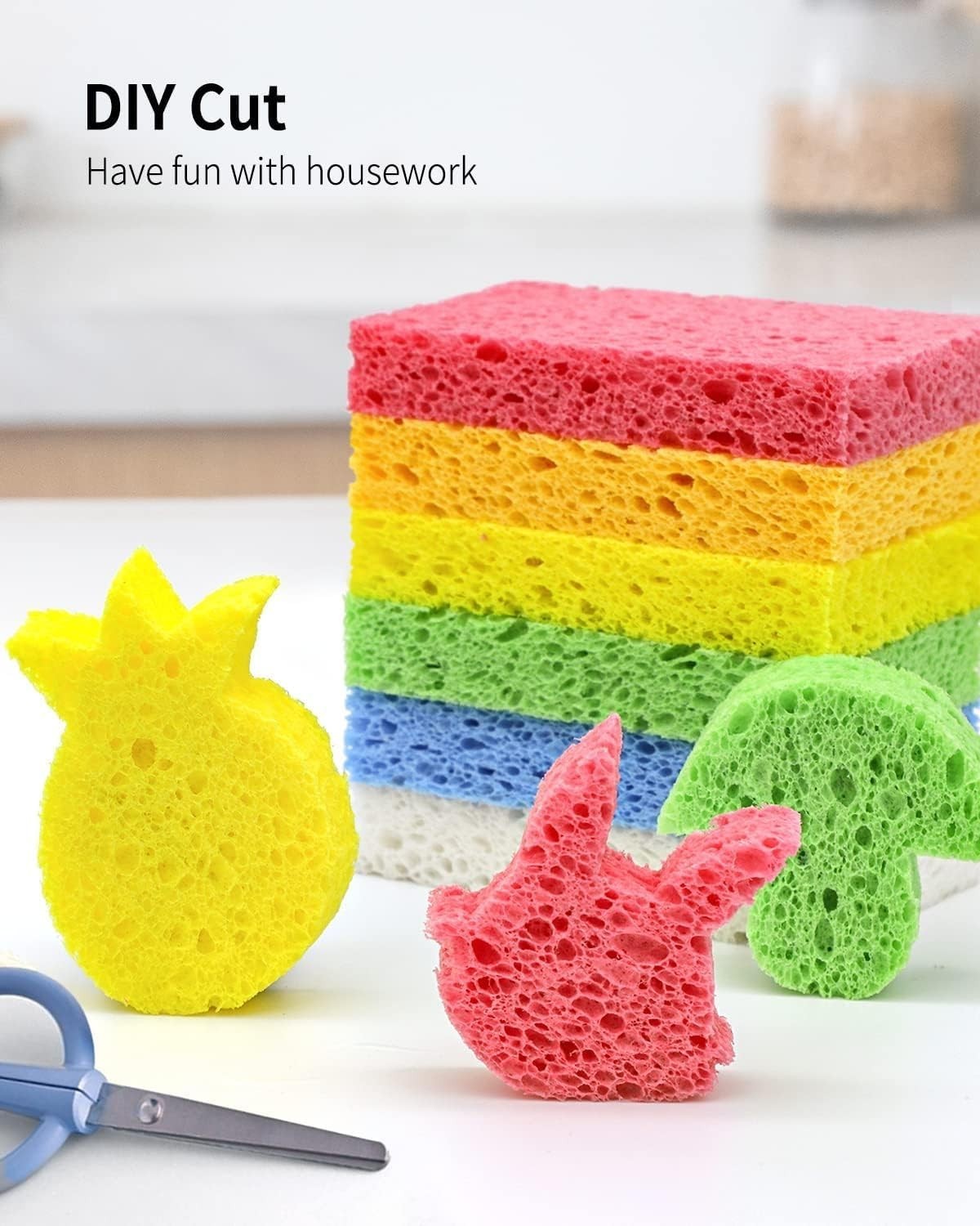 100% Biodegradable Cellulose Sponges – Reusable Kitchen Cleaning Solution 6 Pack