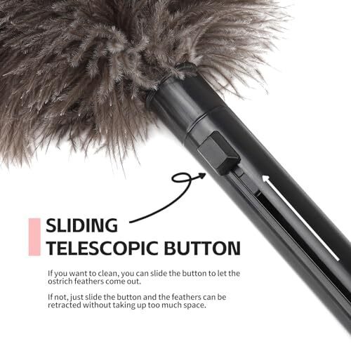 Retractable Feather Duster-Genuine Ostrich Feathers,Anti-Static,Reusable Eco