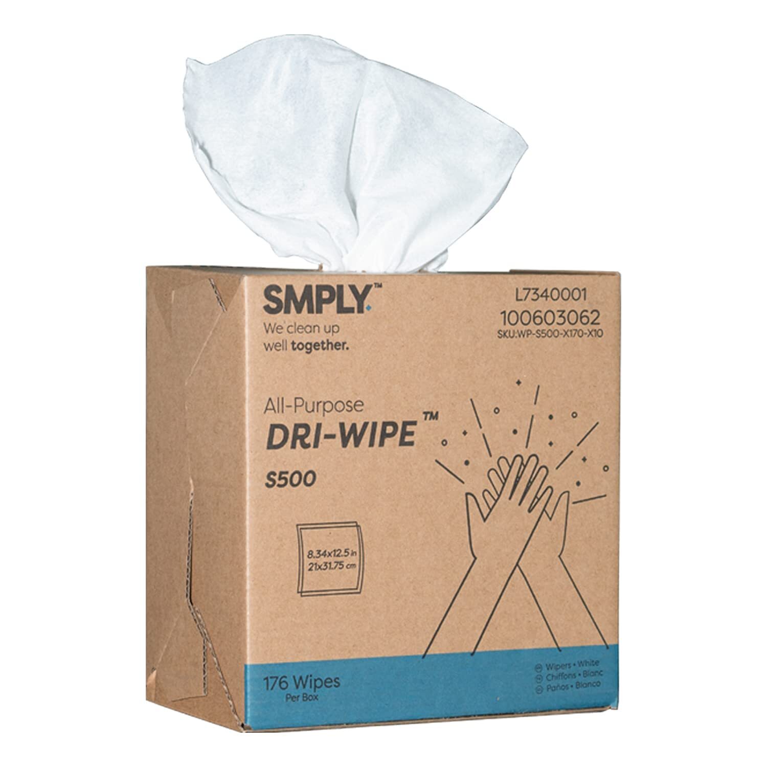 SMPLY. S500 Dri-Wipe Durable and Reusable Wipers towels 176 count