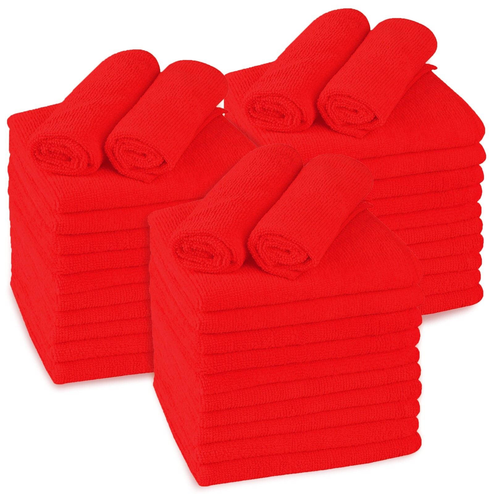 Microfiber Cleaning Cloths 36-Pack 16×16 inch Wash Towels 3 Dozen Car Rags Red