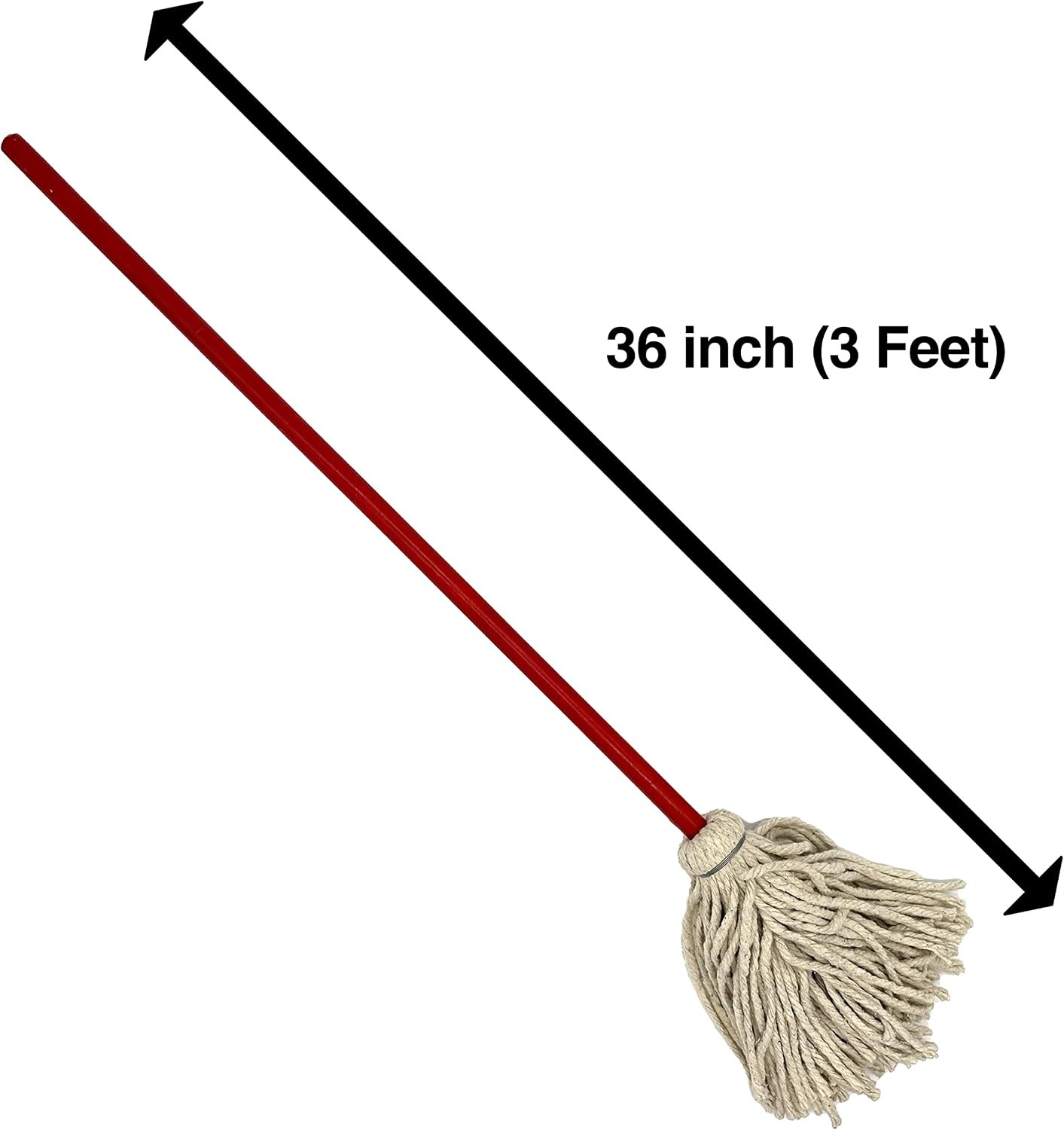 Rocky Mountain Goods Small 36-inch Mop – Traditional Red and White Cotton