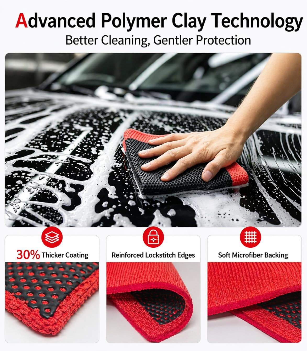 3-In-1 Clay Towel Kit for Car Detailing, 12″ X 12″ Clay Towels & Clay Mitt, Upgr