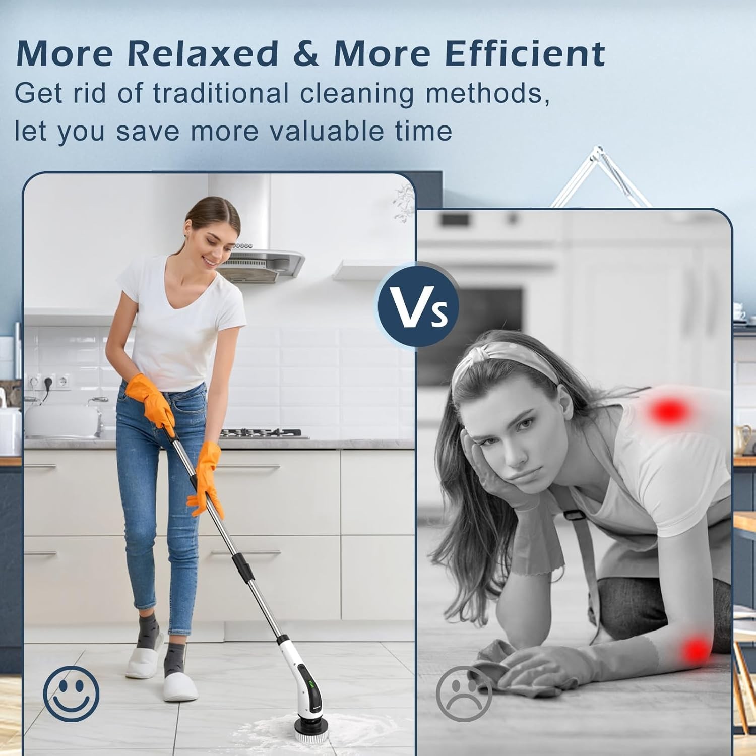 Advanced Cordless Spin Scrubber with Adjustable Length and Dual Speed Settings