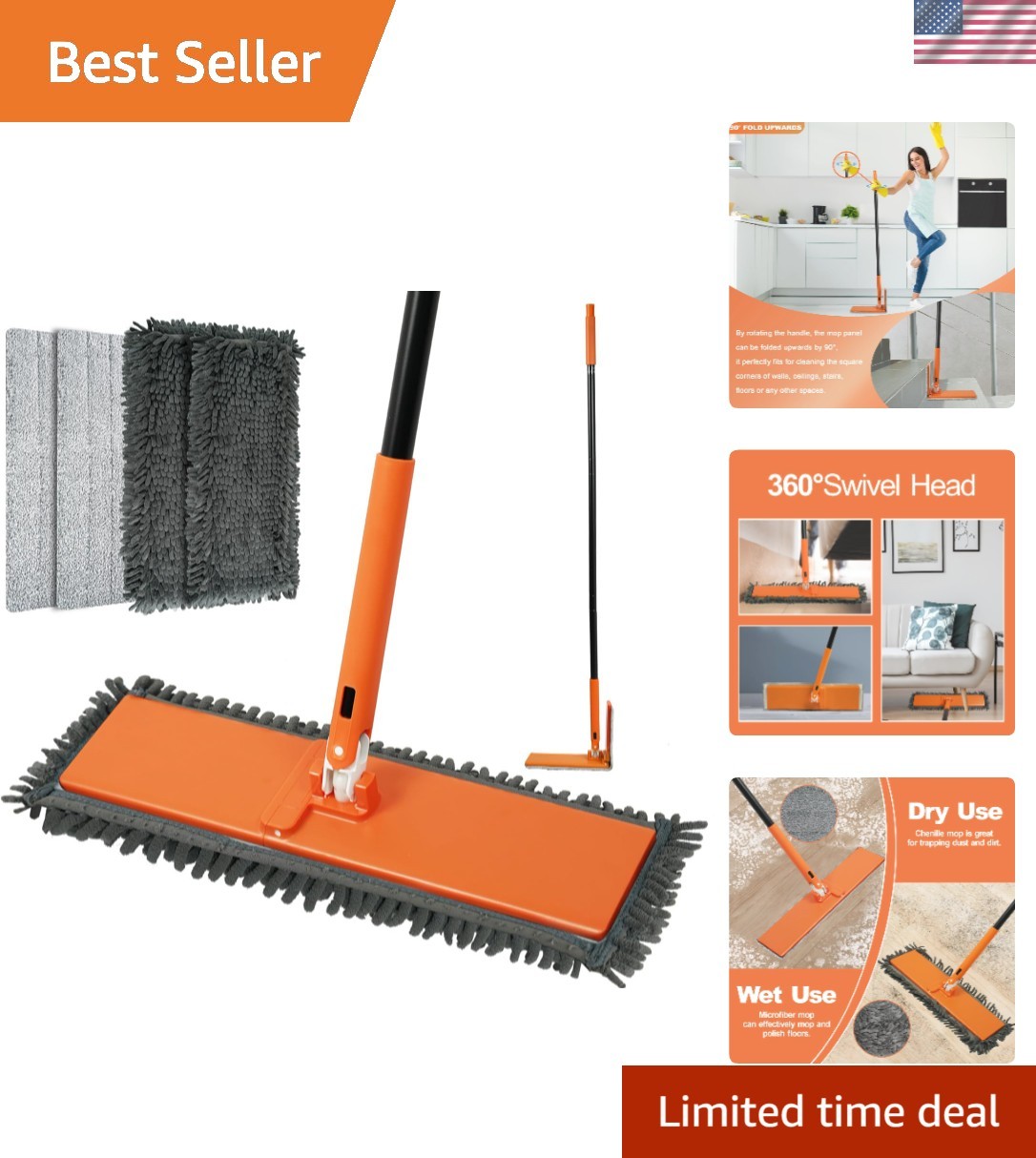 Effective Floor Dust Mop with Hang Hook – Perfect for Vinyl & Tile Cleaning