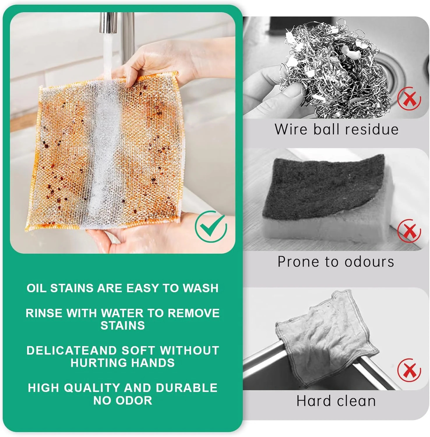 10Pcs Multipurpose Wire Dishwashing Rag, Reusable Non-Scratch Wire Dishcloth, Me