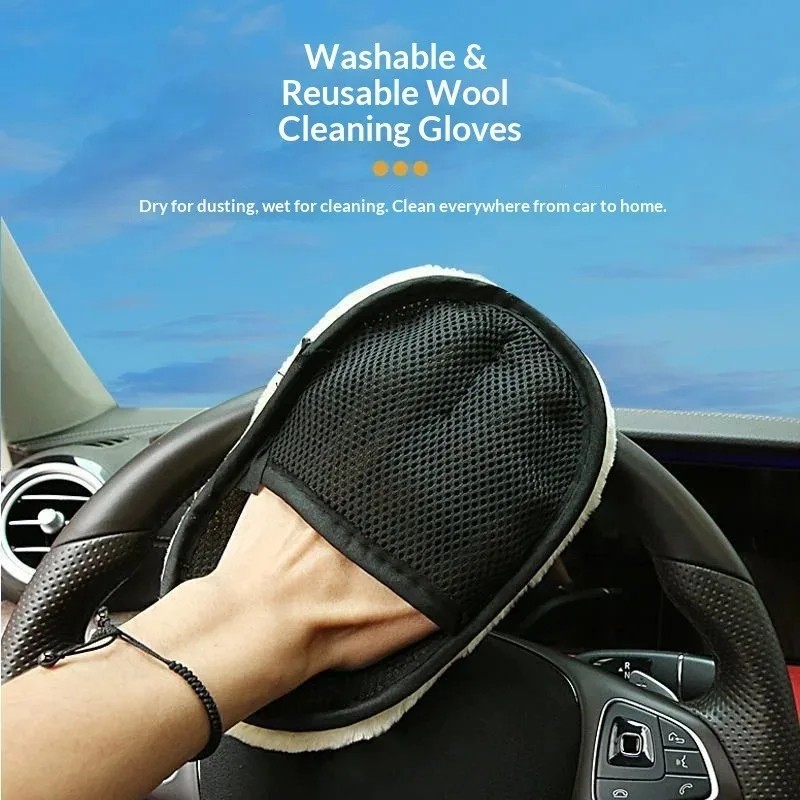 Thick Fleece Car Wash Glove Cleaning Mitt Waxing Detailing Maintenance Tool Set