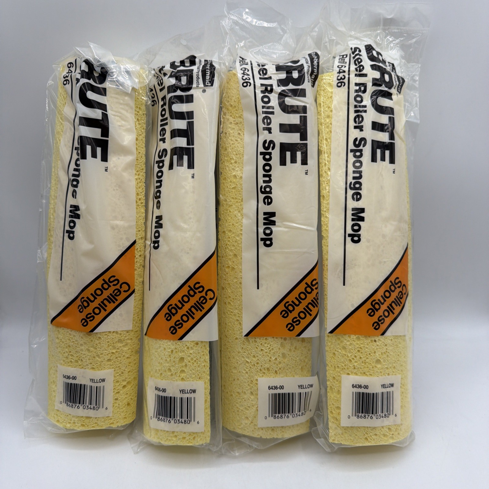 Rubbermaid Brute 6436 Steel Roller Sponge Mop Head Refill Cellulose Sponge 4 PK