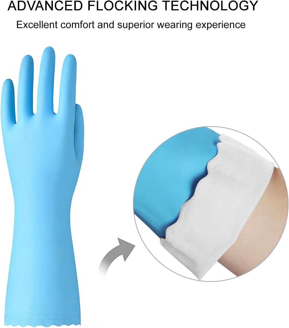 Rubber Cleaning Gloves – 3 Pairs Latex Free Kitchen Cleaning Gloves with Cotton