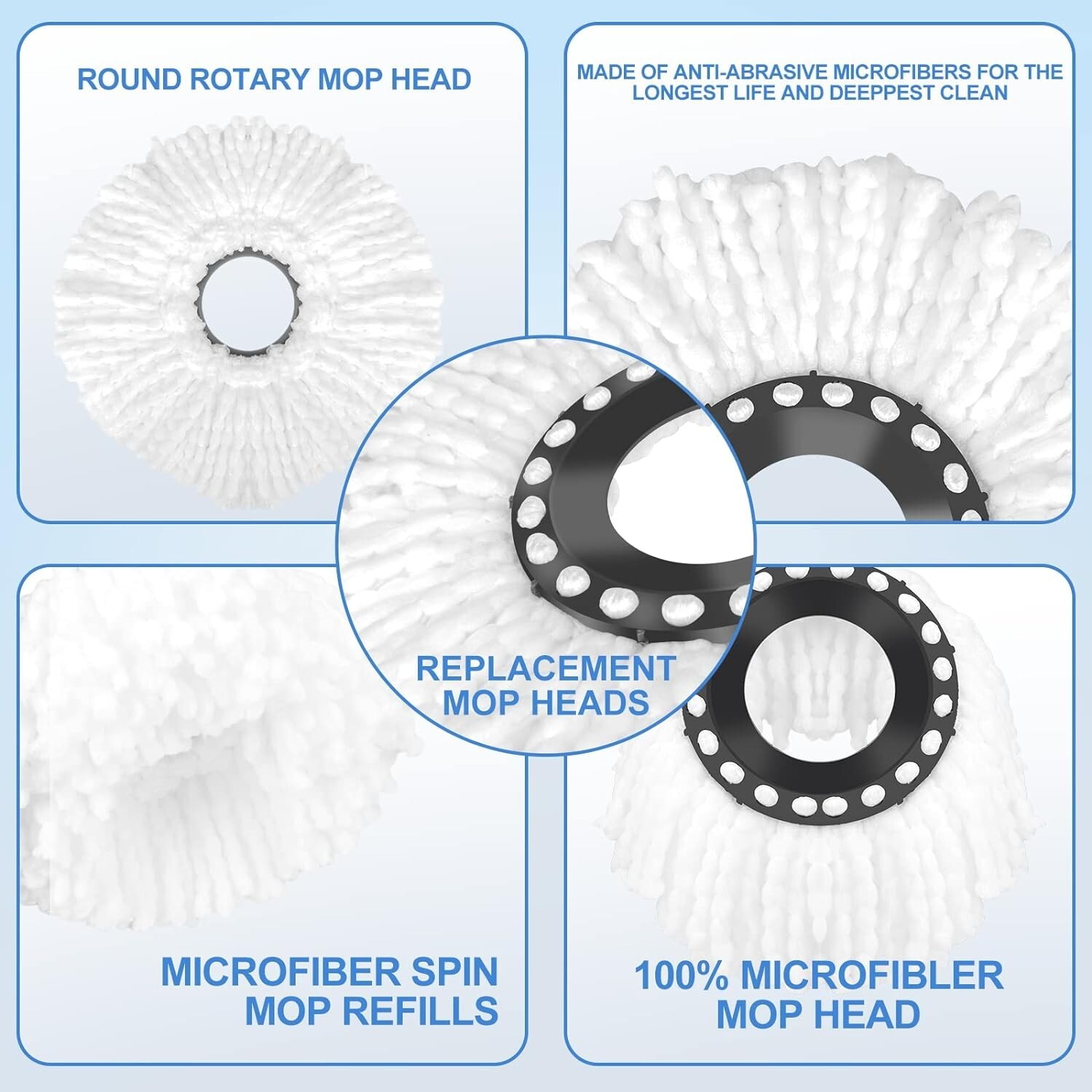 12 Pack Replacement Microfiber White Round Mop Head Refill 360 Spin Better Value