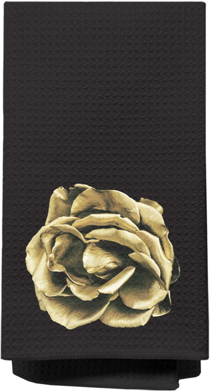 Gold and Black Towels for Bathroom Kitchen Decor, Funky Modern Perfume and High