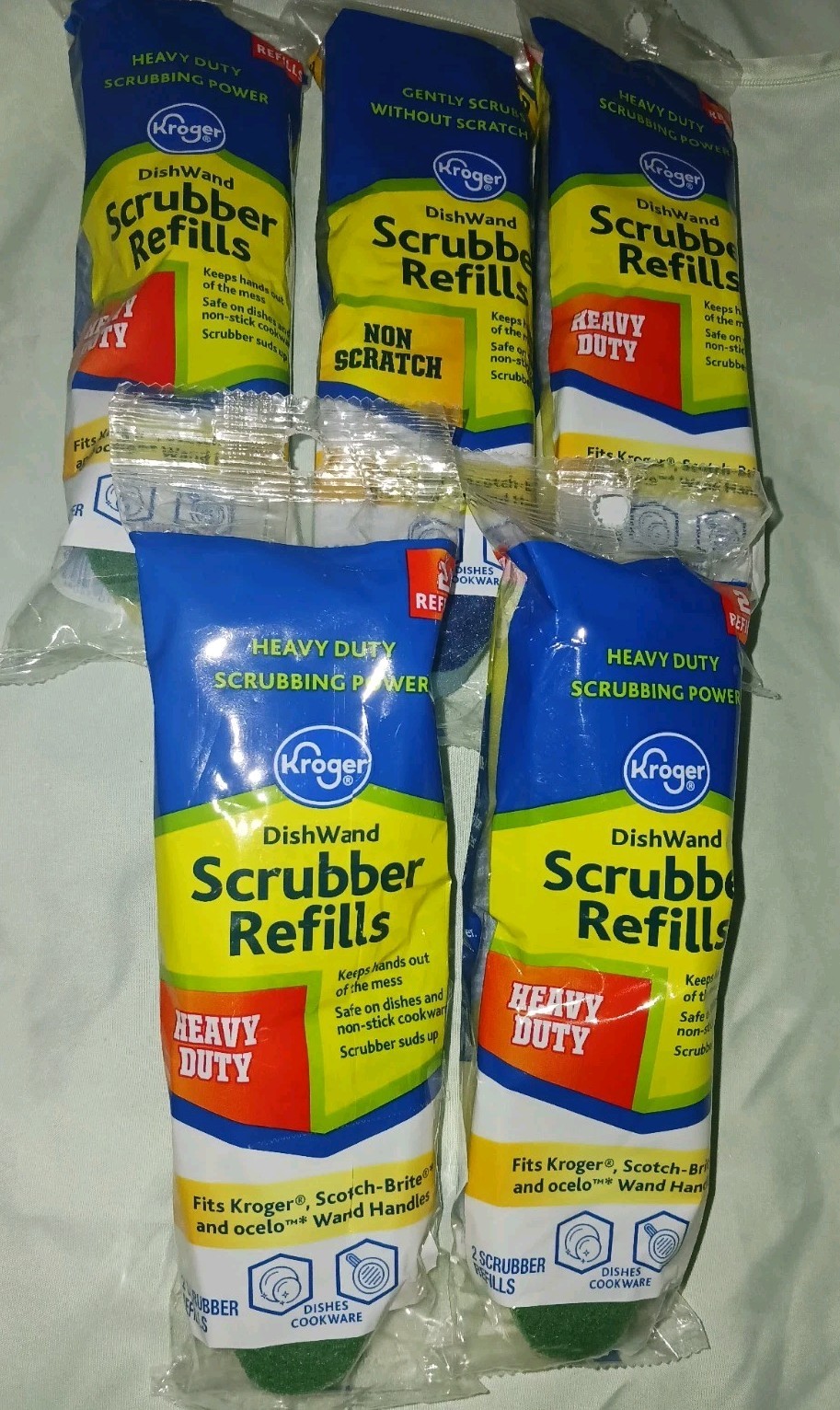 DishWand Scrubber Refills. Fits Kroger, Scotch Brite, Ocelo Handles. 10pcs. New