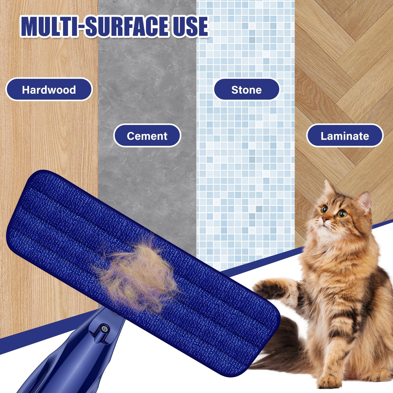 Spray Mop for Hardwood Tile Laminate Floors w/3 Reusable Microfiber Pads