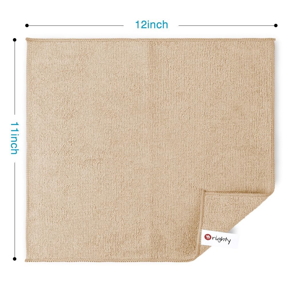 Microfiber Cleaning Cloth, Cleaning Rags, 12 Pack, 12×11 In, Brown | Microfiber