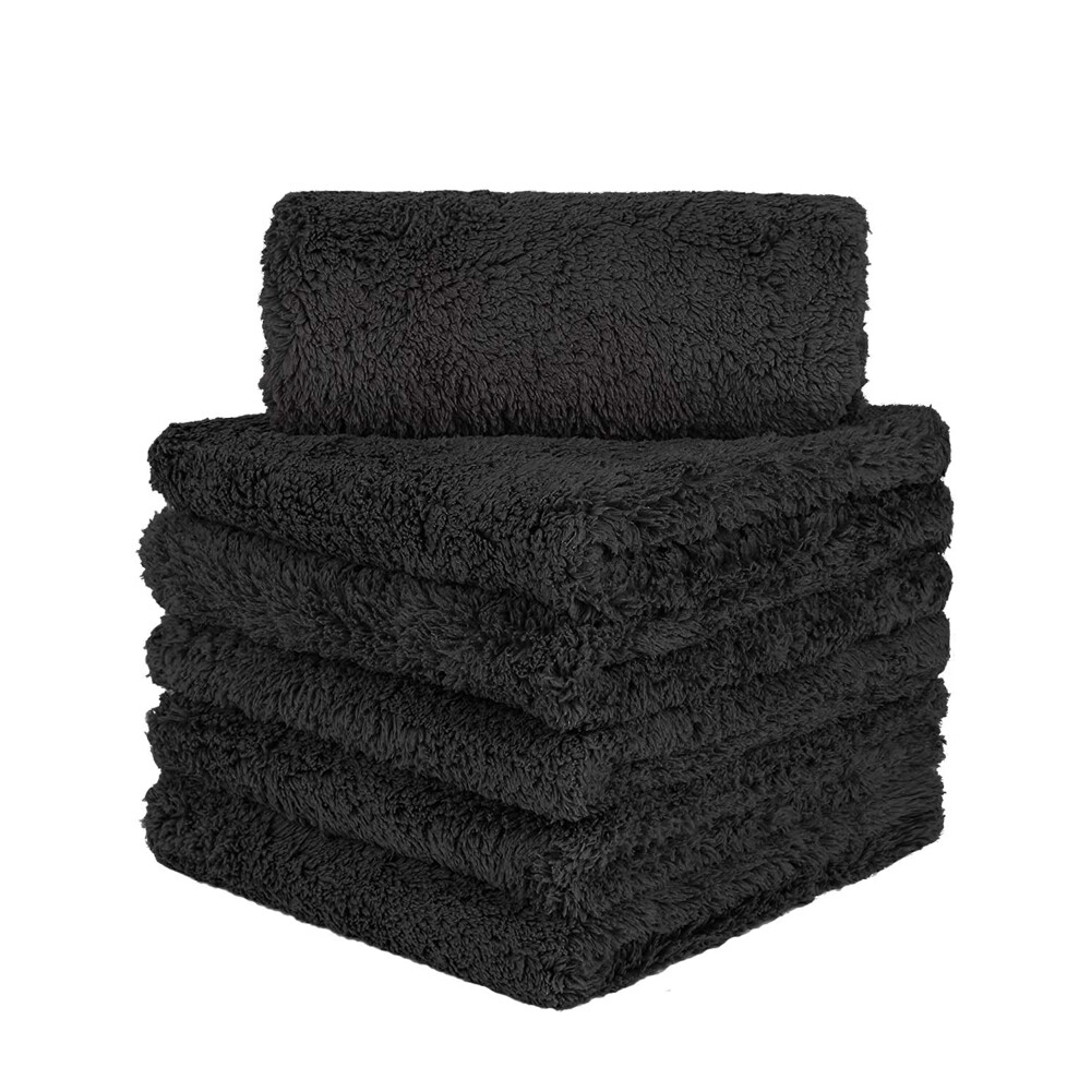 6 Pcs Edgeless Ultra Plush Microfiber Car Drying Towels Wash Buffing Detailing