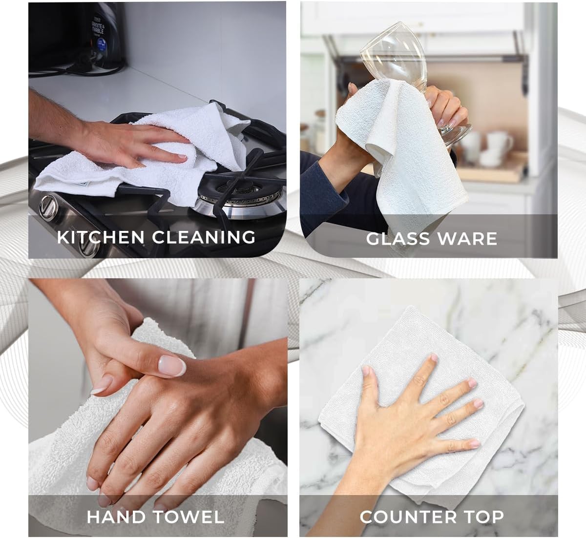 Cotton Washcloths – (Pack of 60) Size 12×12 Inches, 100% Ring Spun Cotton, Soft