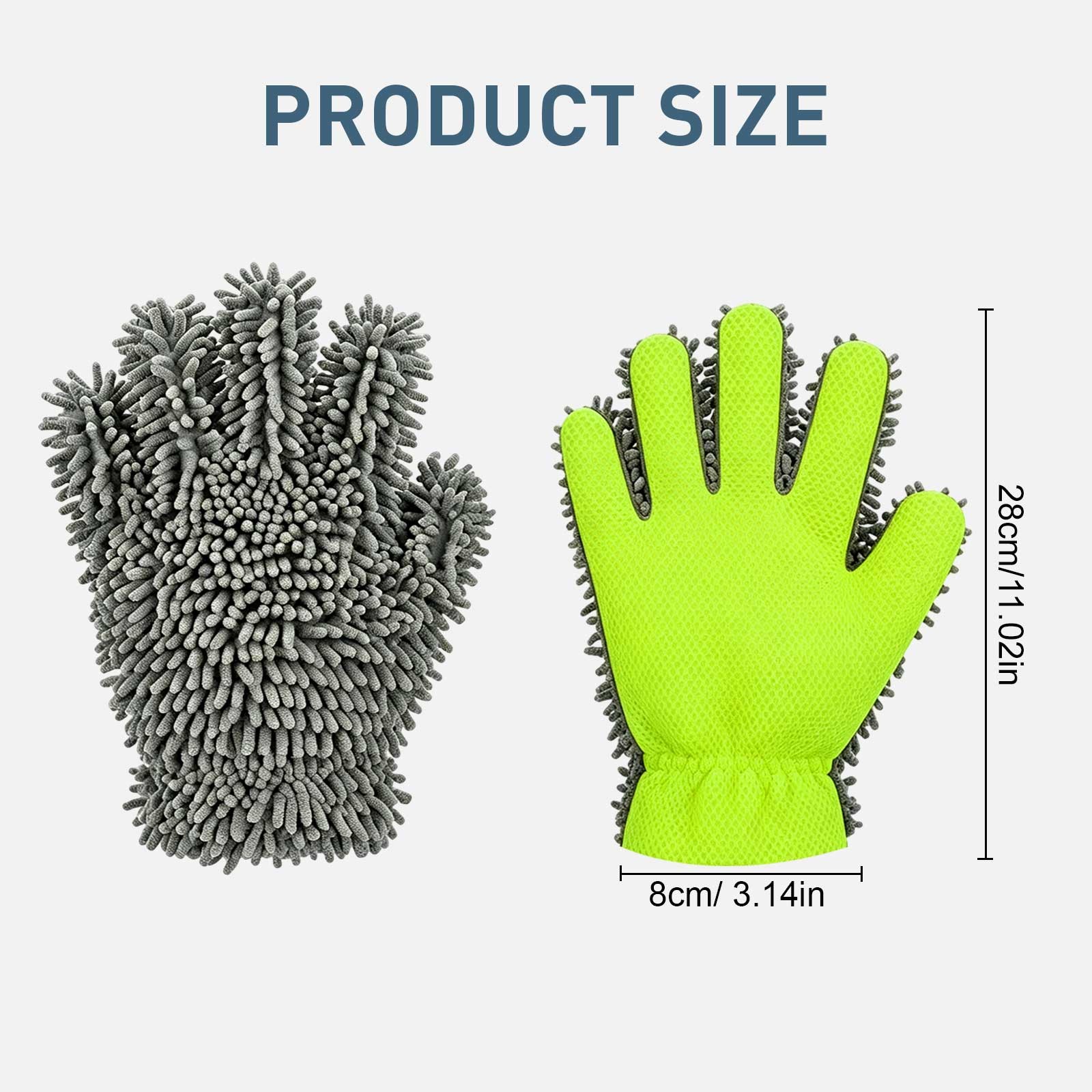 2 PCS 5-Finger Microfiber Wash Mitts Chenille Car Scratch Free Detailing Gloves