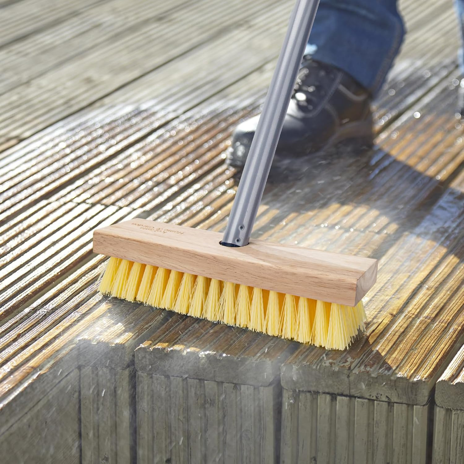 Long Handle Floor Scrub Brush Heavy Duty Stiff Bristle Deck Tile Cleaner