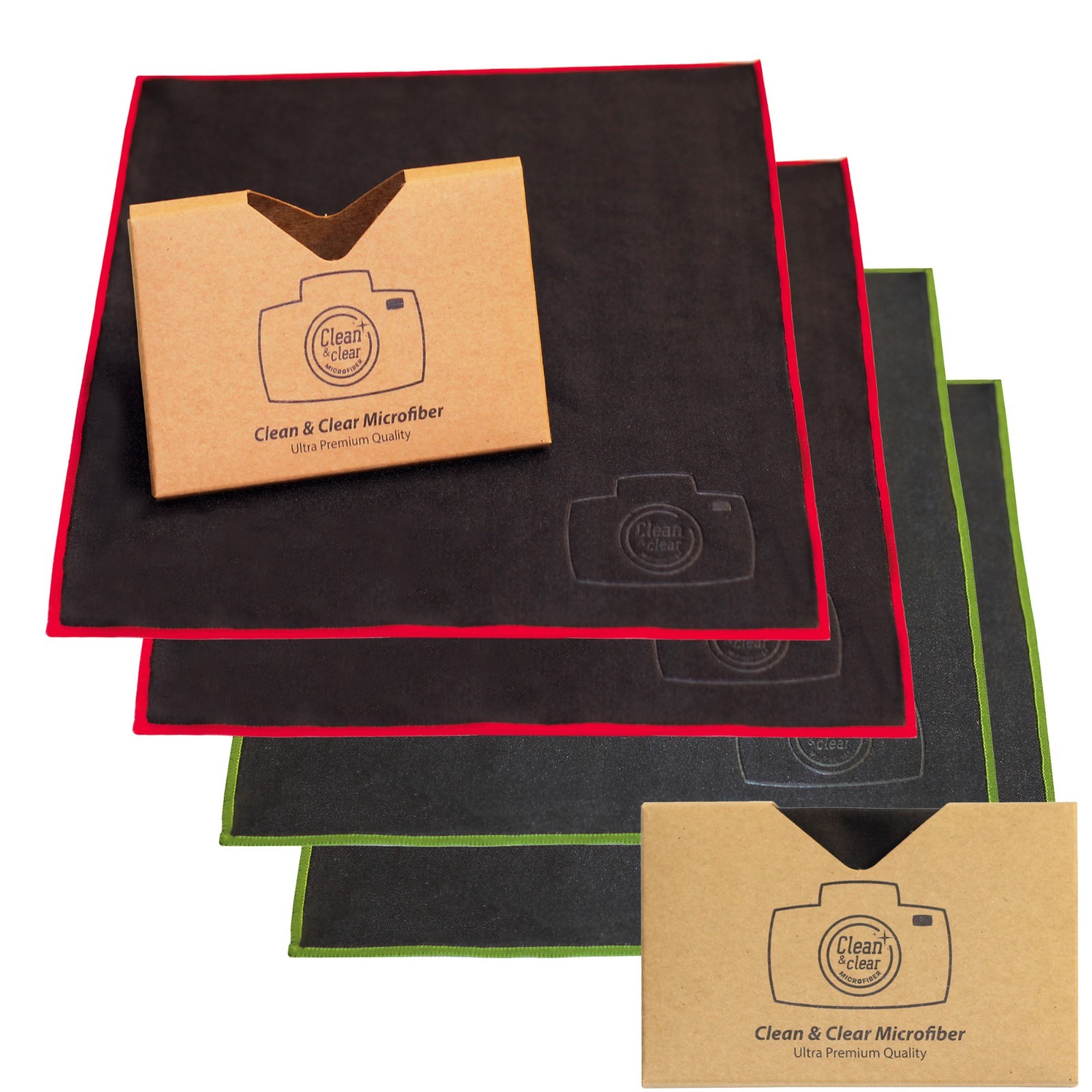 LARGE [4 Pack]Clean&Clear Microfiber-ULTRA PREMIUM QUALITY Lens Cleaning Clothes