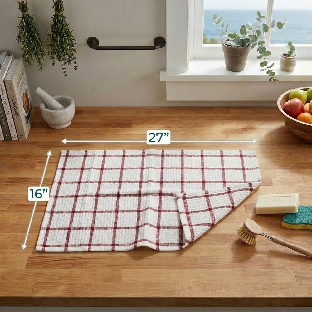 6 Pack Large Kitchen Towels, 16×27 inch Absorbent Dishcloths, 100% Cotton Cle…