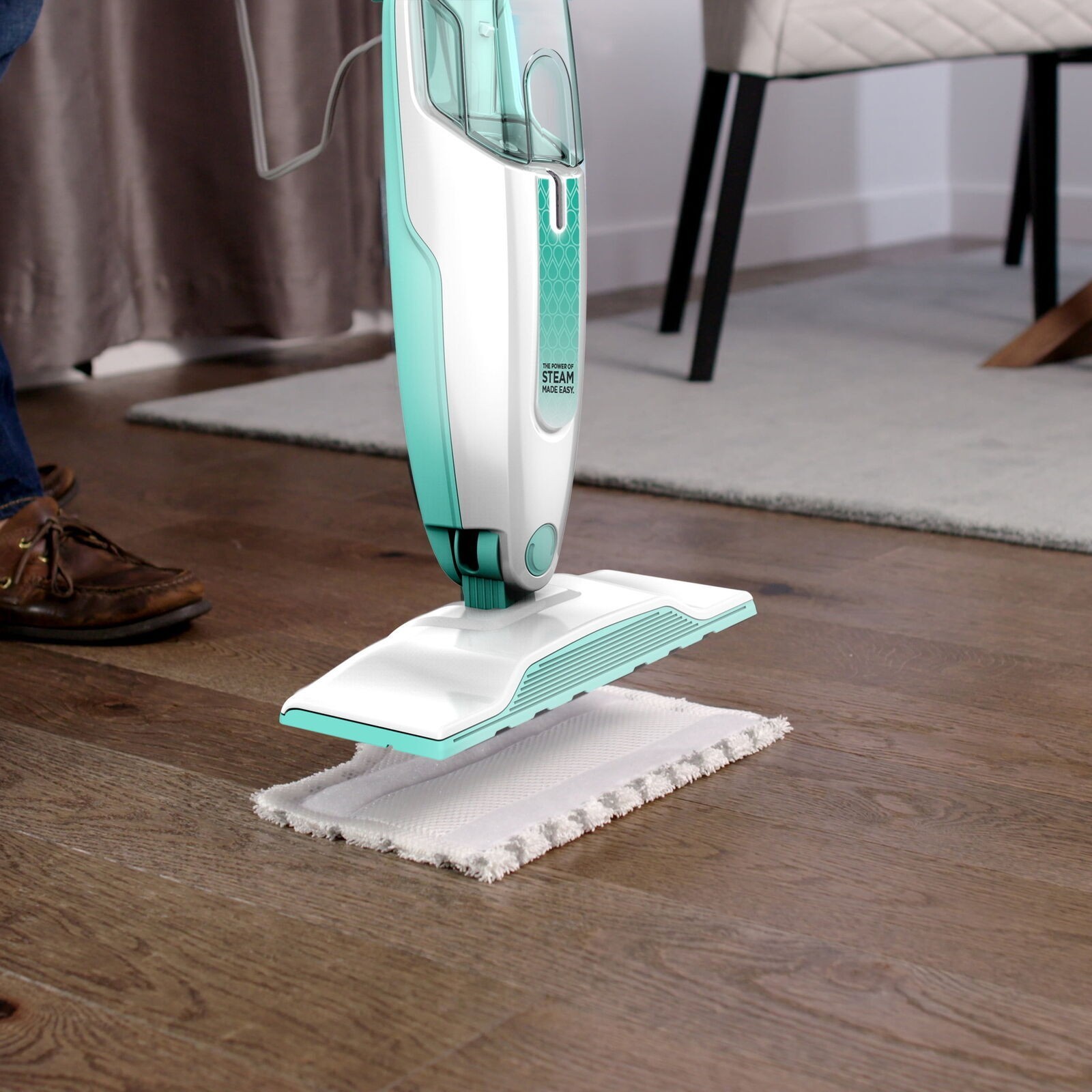Steam Mop Home Living Room W/ Removable Water Tank Lightweight Corded Electric