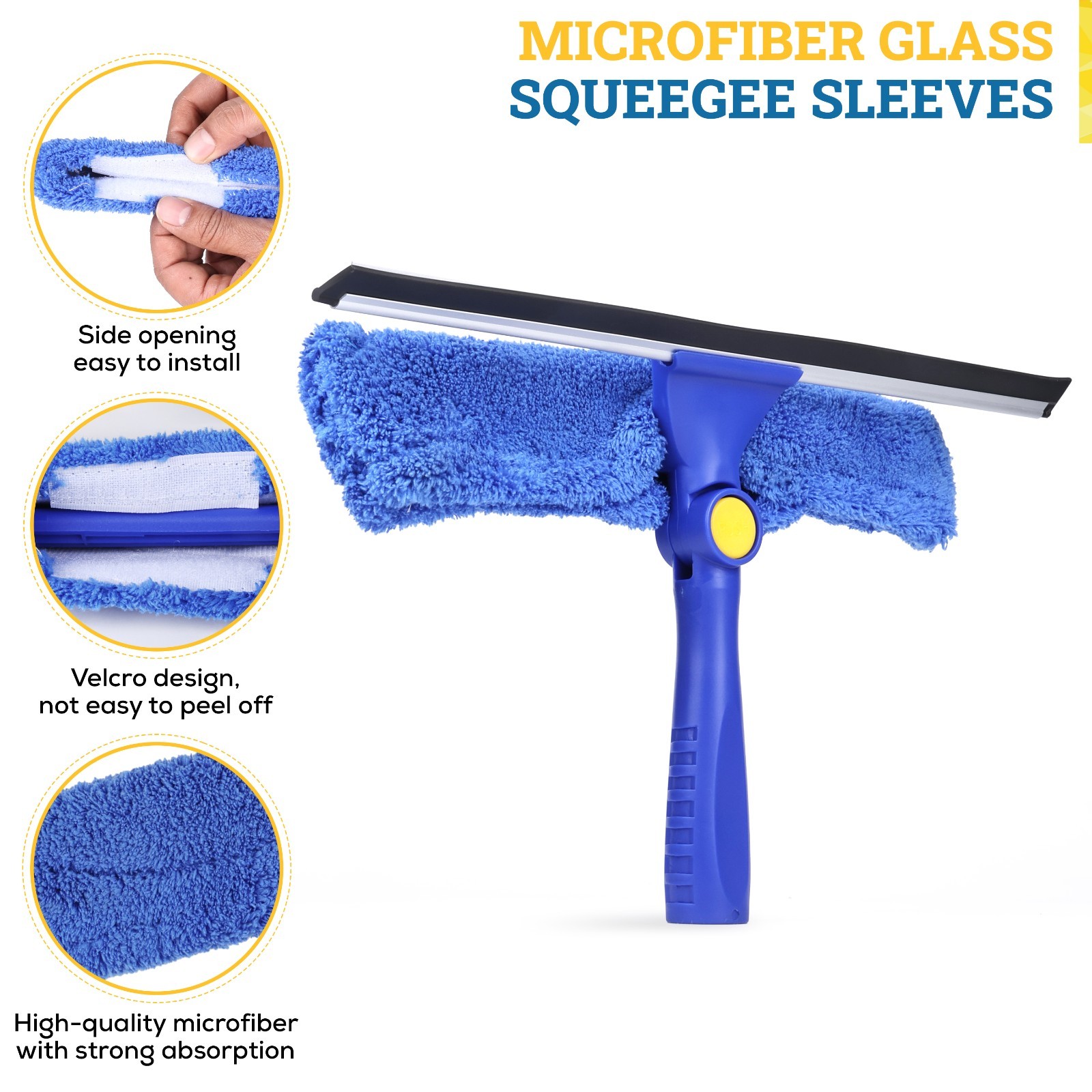 12″ Microfiber Reusable Washable Window Cleaning Squeegee Sleeves – 5 Pack