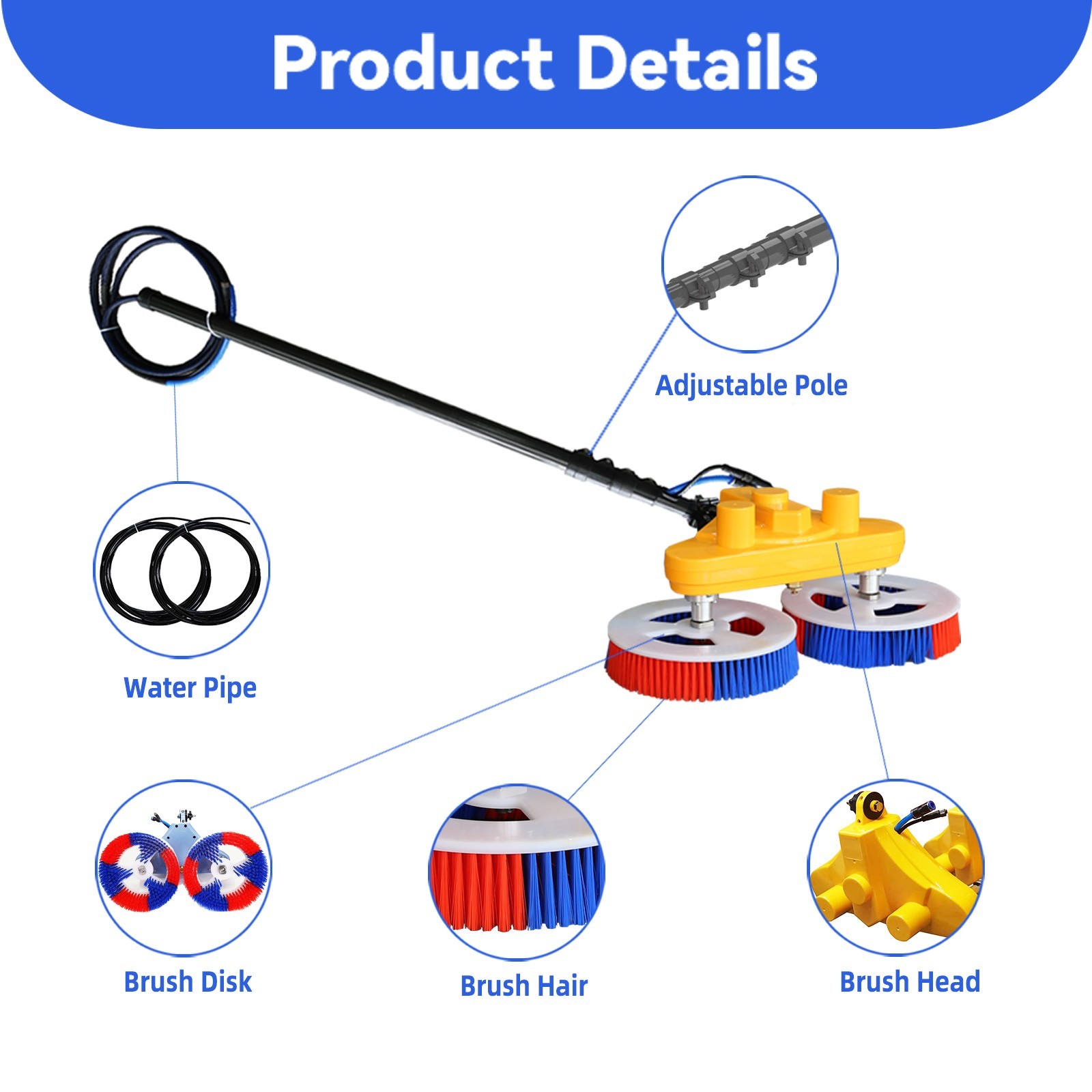 Used solar panel cleaning brush–24ft/7.5m double-headed automatic rotation Brush