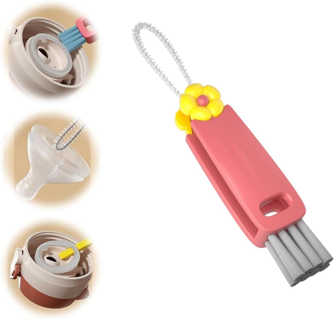 Compact 3-in-1 Multifunctional Bottle Brush for Effortless Cup Cleaning