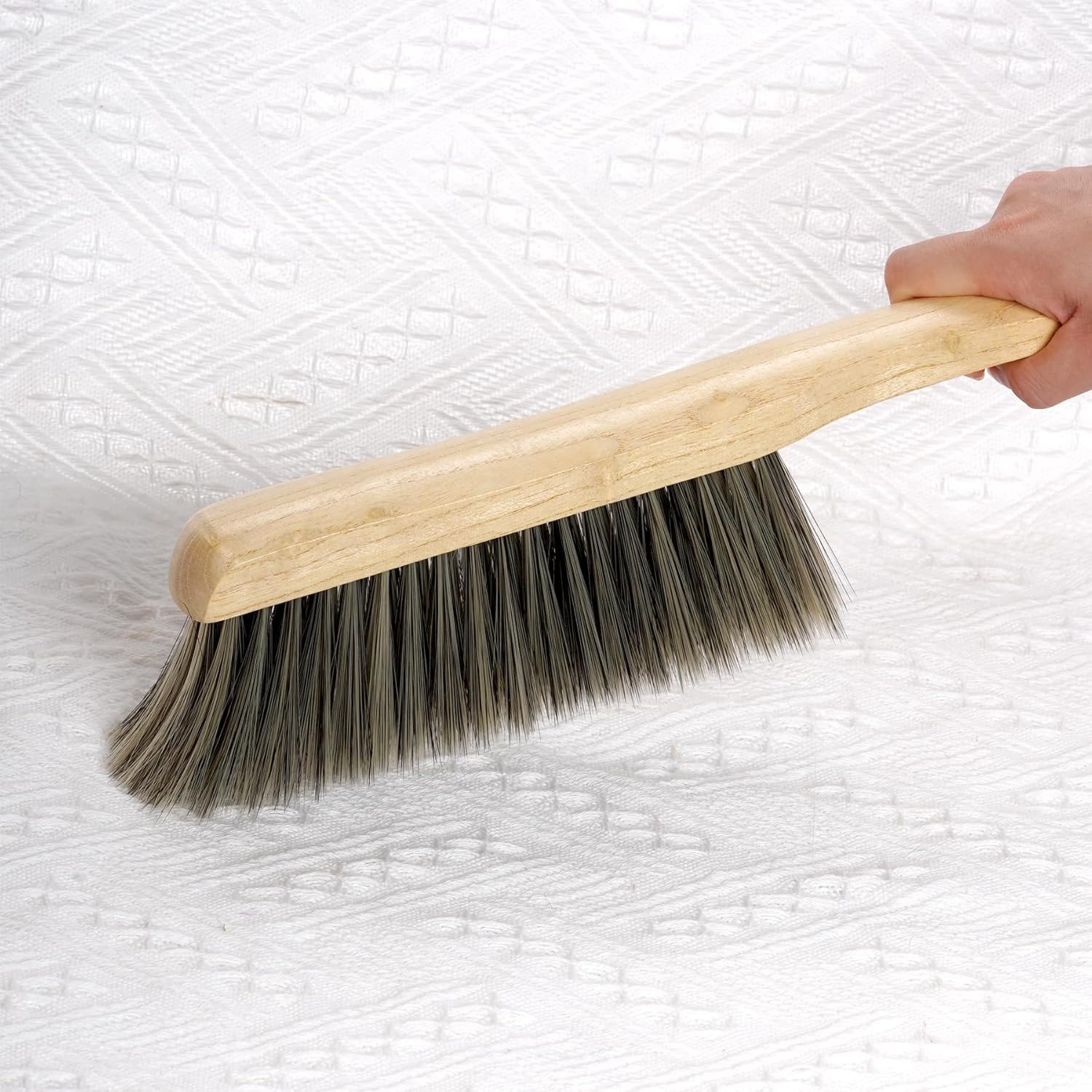 2 Pieces Wooden Handle Bench Brushes Horse Hair Brushes Soft Bristles Dust Brush