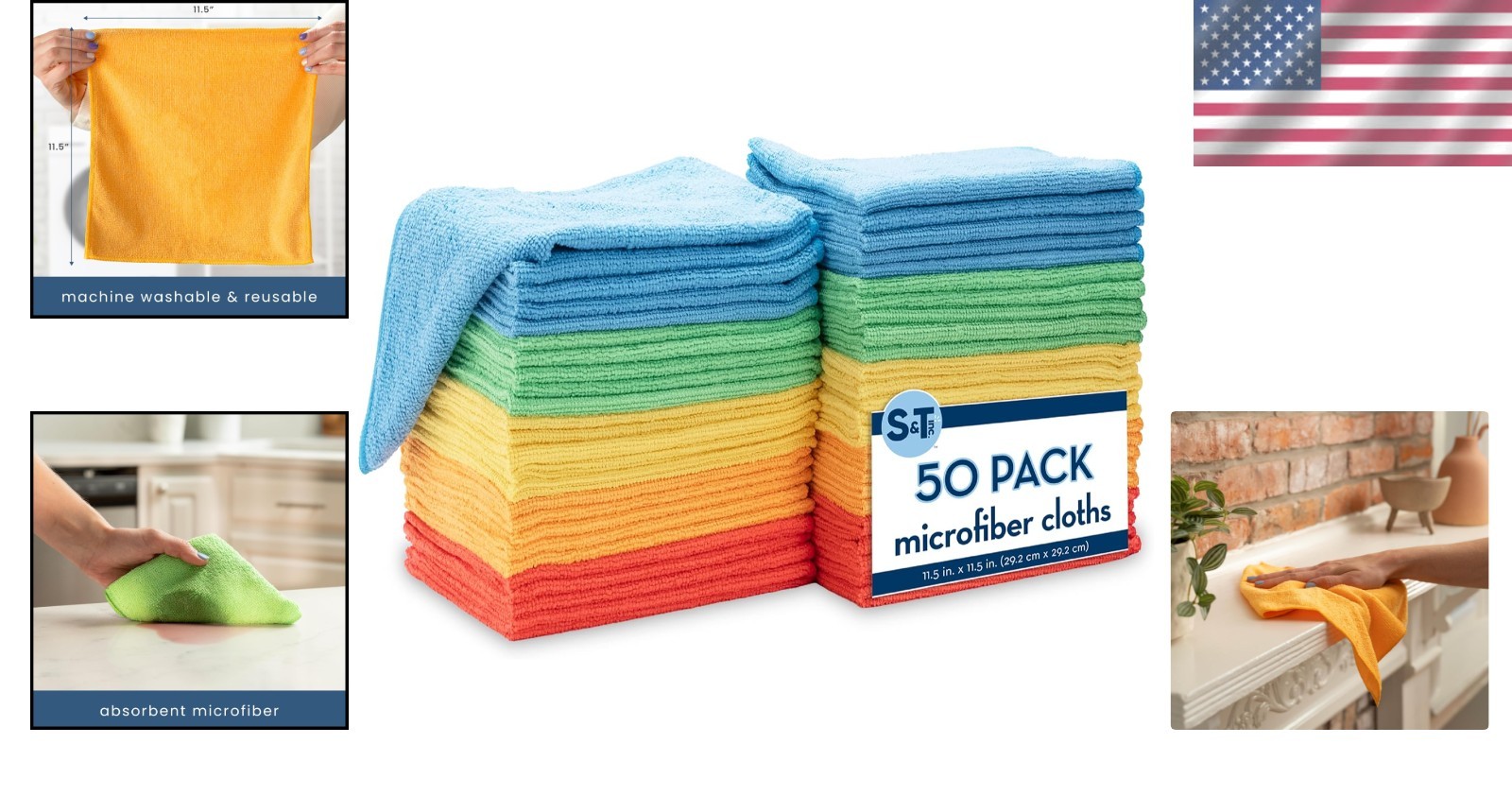 50 Microfiber Cleaning Cloths, Assorted Colors – Perfect for Every Cleaning Task