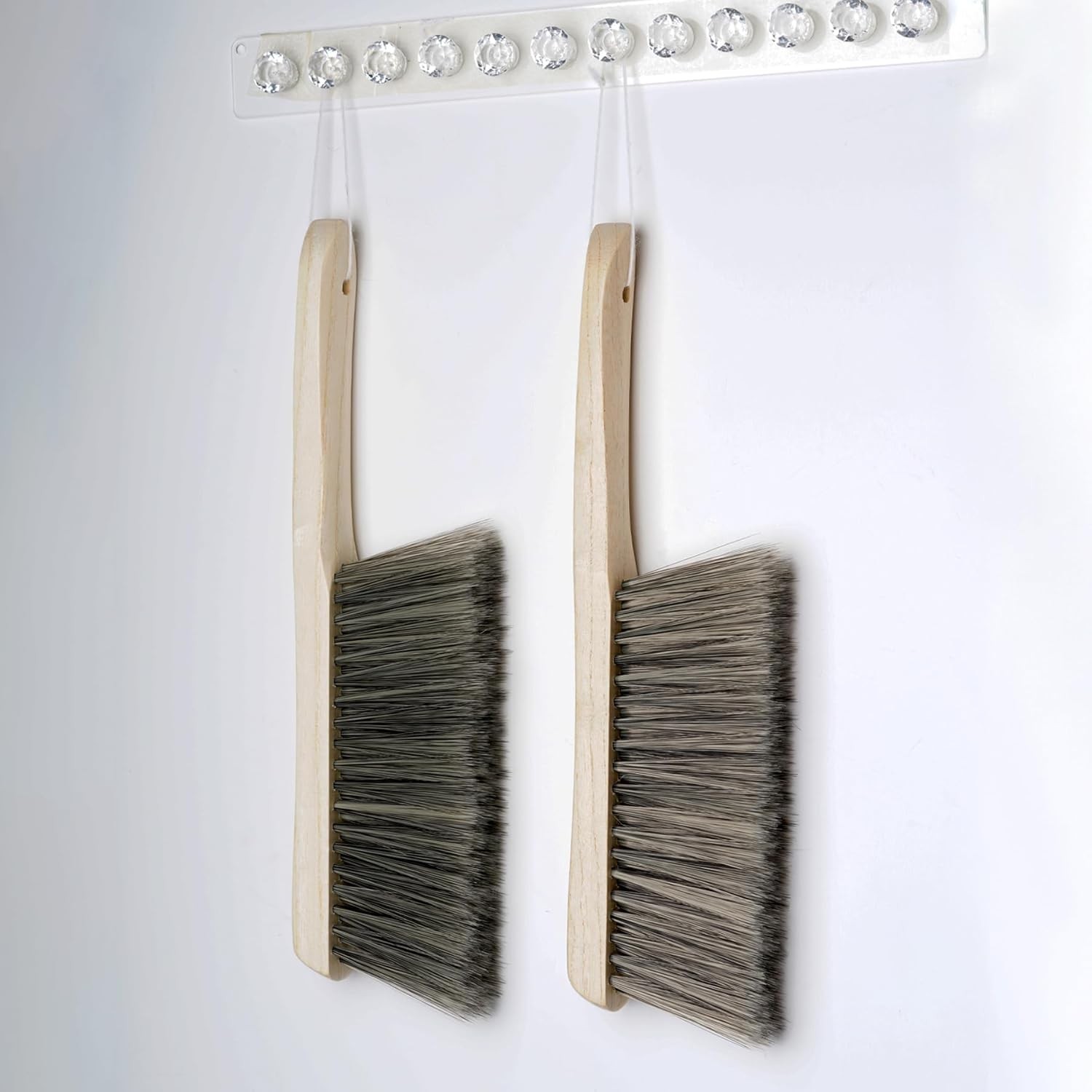2 Pieces Wooden Handle Bench Brushes Horse Hair Brushes Soft Bristles Dust Brush