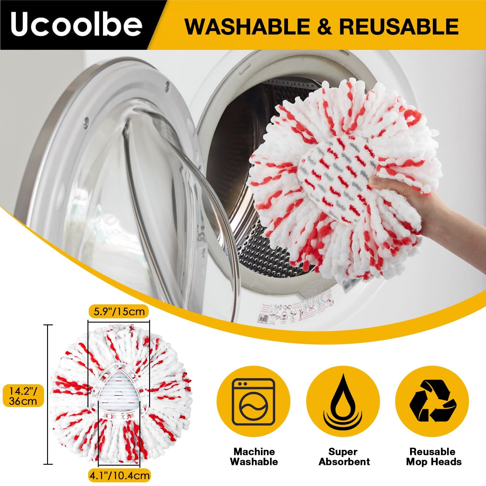 Upgraded mop Refill for O Cedar, 3 Pack Spin mop Heads Replacements Compatibl