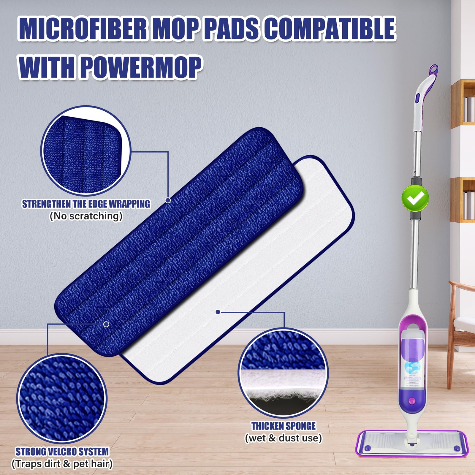 Spray Mop for Hardwood Tile Laminate Floors w/3 Reusable Microfiber Pads