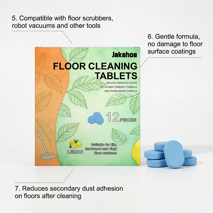 12X Floor Cleaner Tablets Pre-Measured Dissolvable for Tile Vinyl Hardwood Lemon