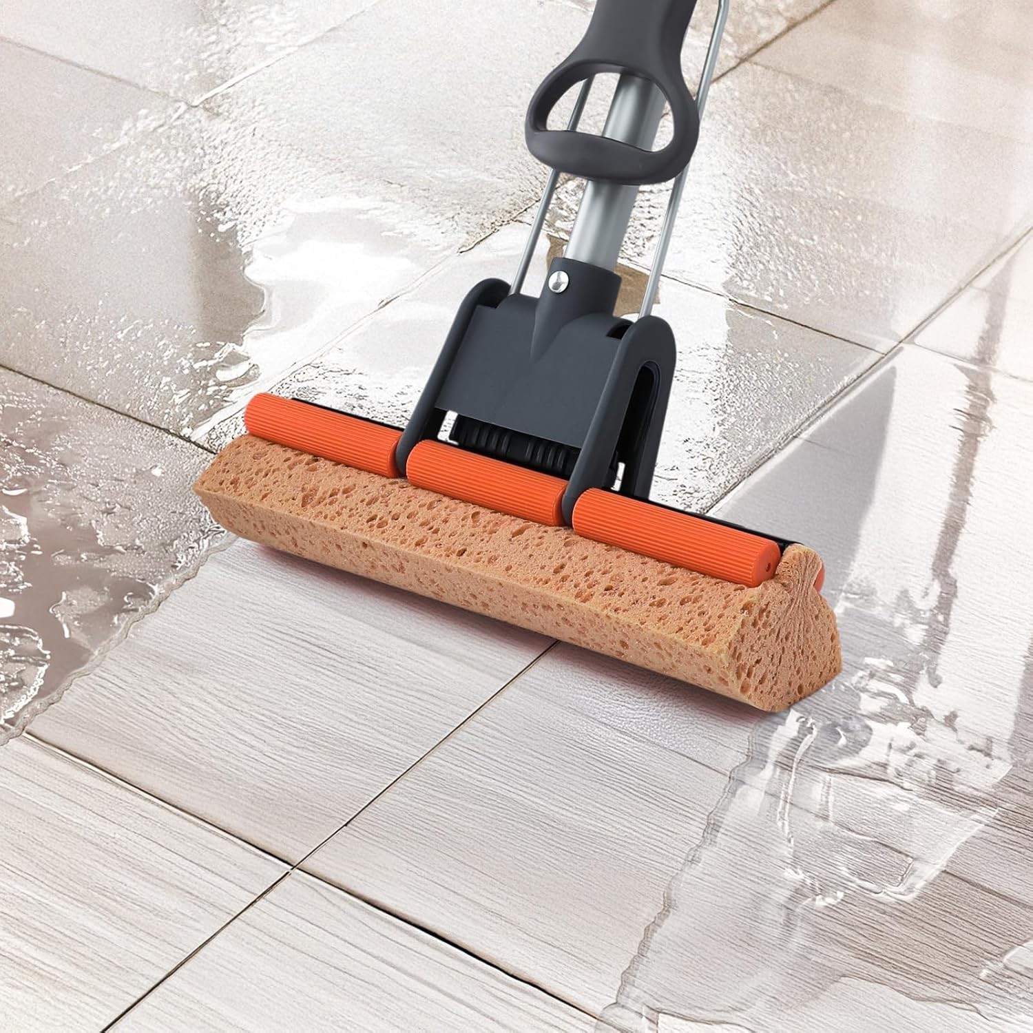 Floor Cleaning Sponge Mop with 2 Refills Long Handle Light Weight Durable