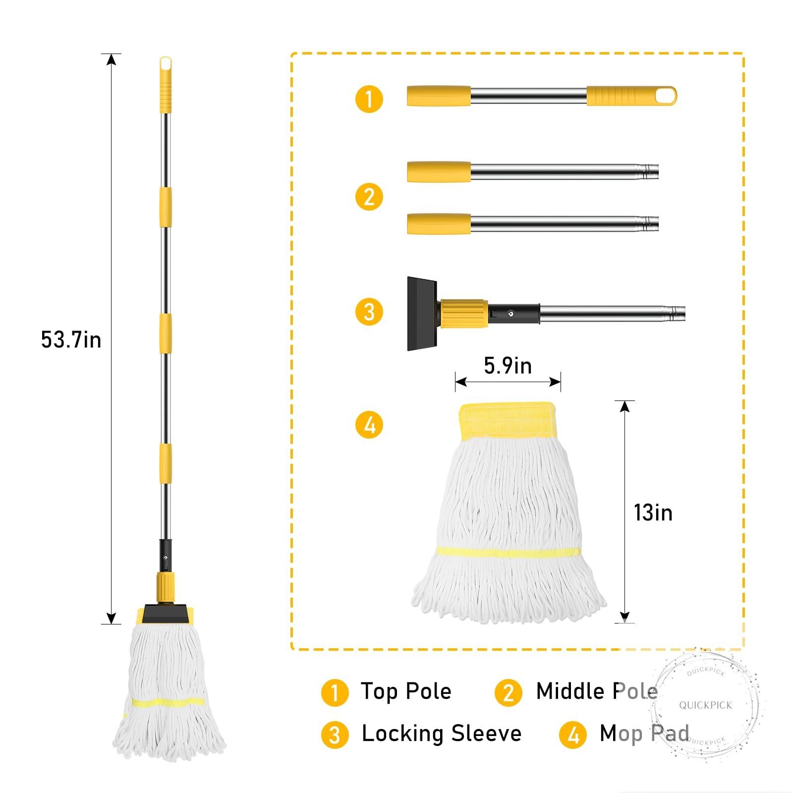 Heavy Duty String Wet Mop for Floor Cleaning, Commercial Industrial Cotton Mops
