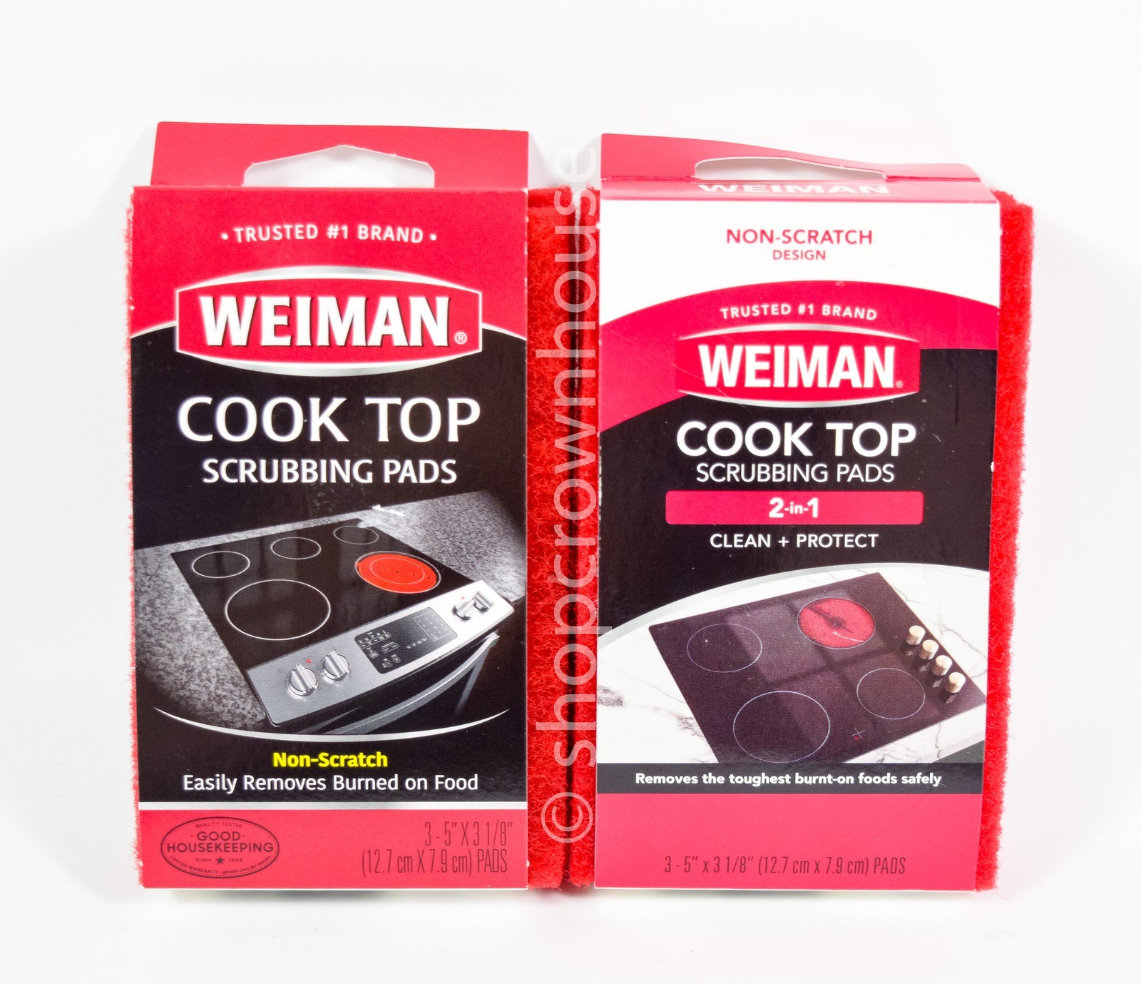 2 Weiman Cook Top 2 in 1 Scrubbing Pads Gently Clean and 3 Count Red