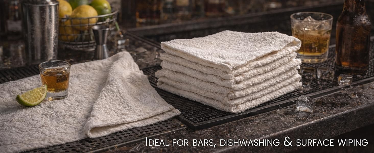 Cotton Terry Towels – 100% Cotton, 14” x 17”, Super Absorbent & Machine Washable