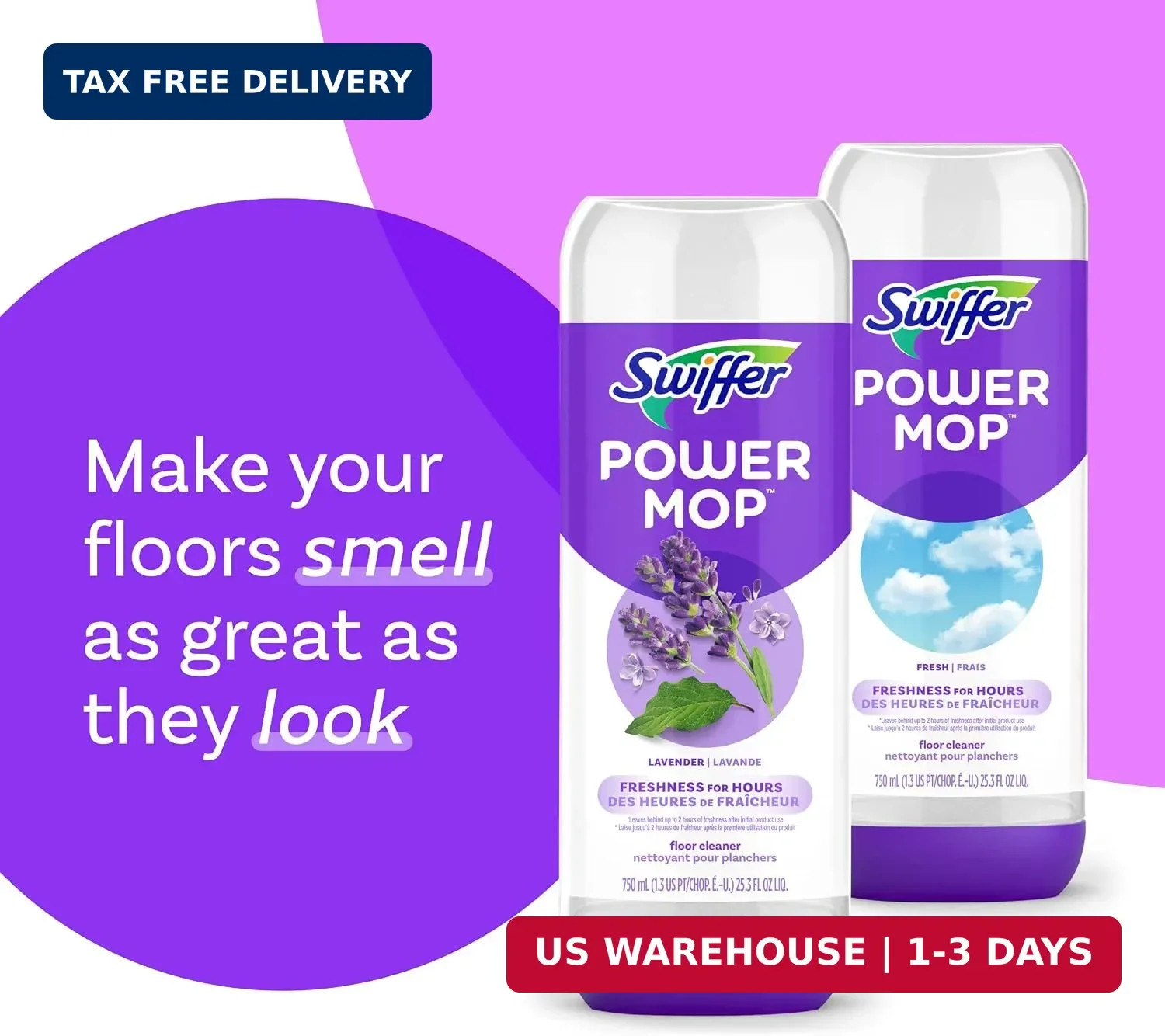 Swiffer Power Mop Refill Pack, Floor Cleaner for Mopping Tile, Vinyl, Laminate,